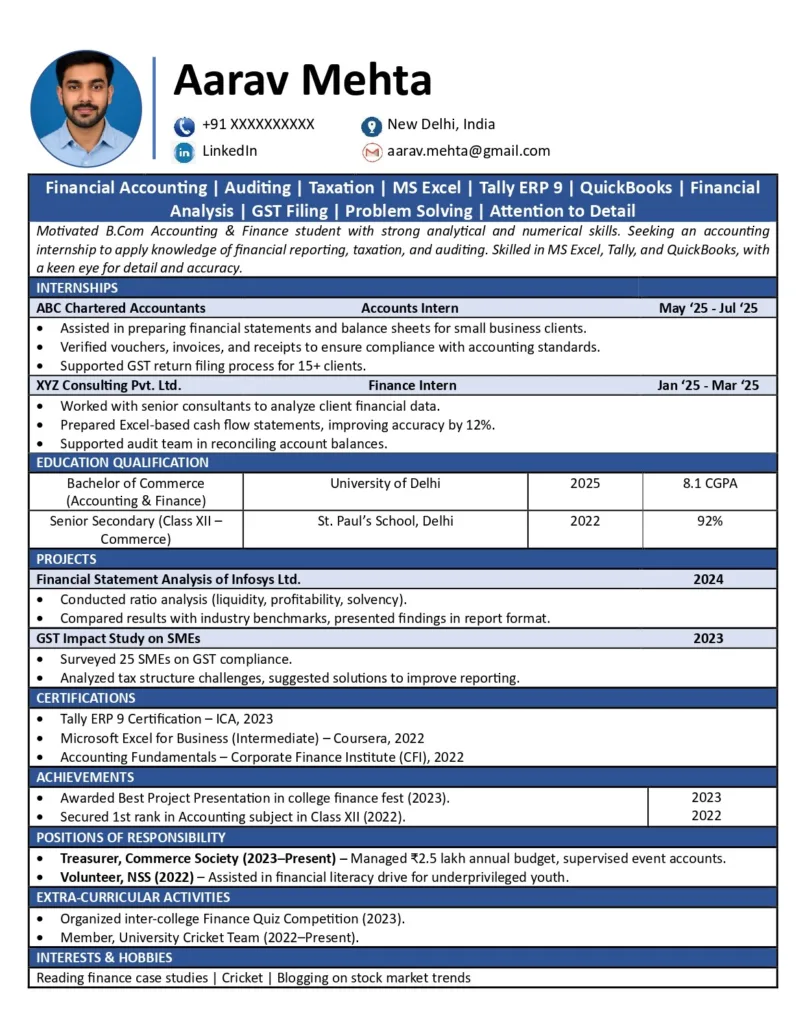 Accounting Internship Resume Accounting Internship Resume